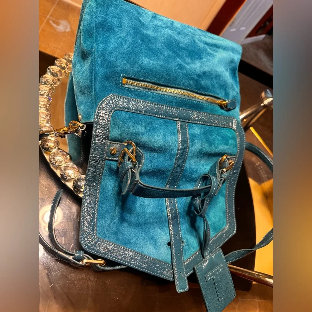 NWOT Tory Burch All Suede and Leather Trim 797 Satchel Messenger Crossbody Bag.